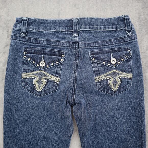 Hot Bottoms Pants Womens 5 Blue Mid Rise Straight Cut Flat Front Jeans - Picture 8 of 16